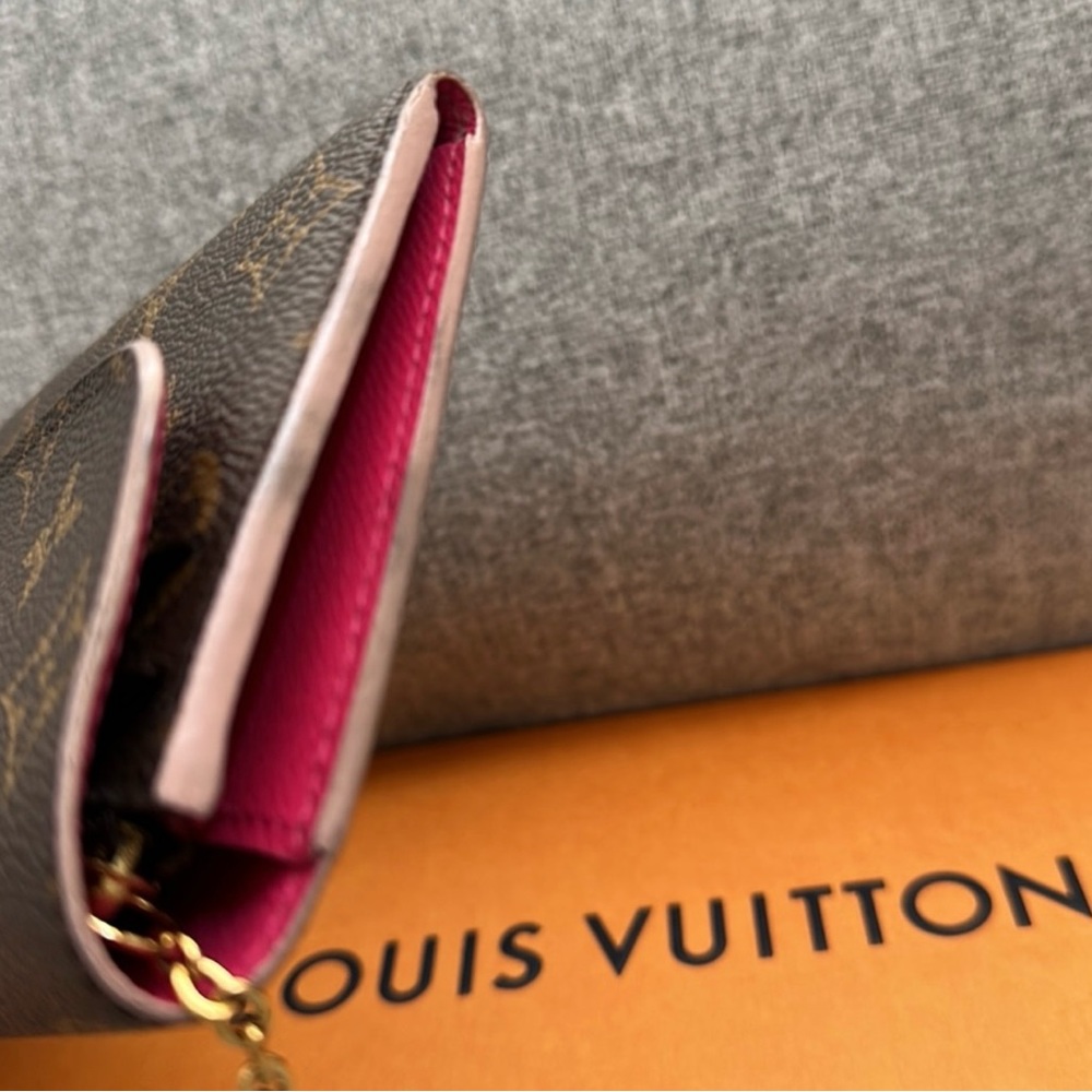 Louis Vuitton Long Wallet Portefeuille Emilie Brown Monogram with Pink Accents - Picture 8 of 13